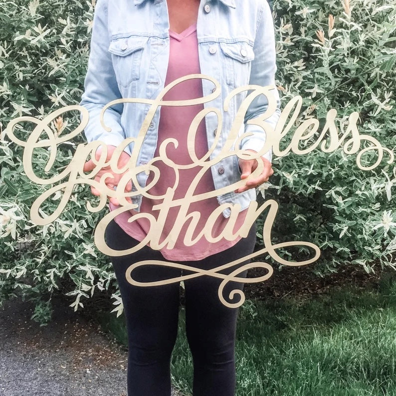 Custom God Bless Name Sign
