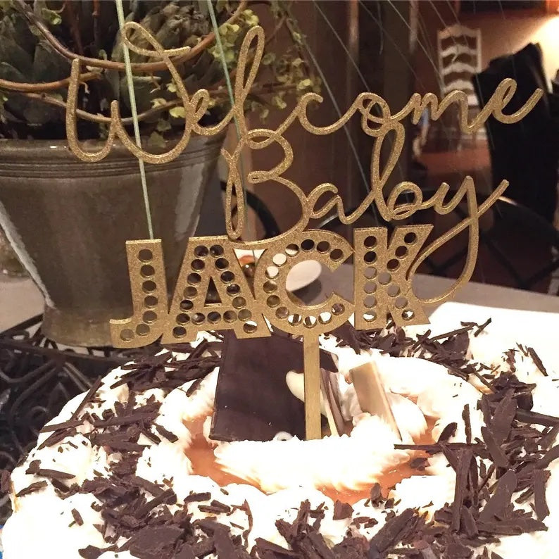 Custom Welcome Baby Cake Topper