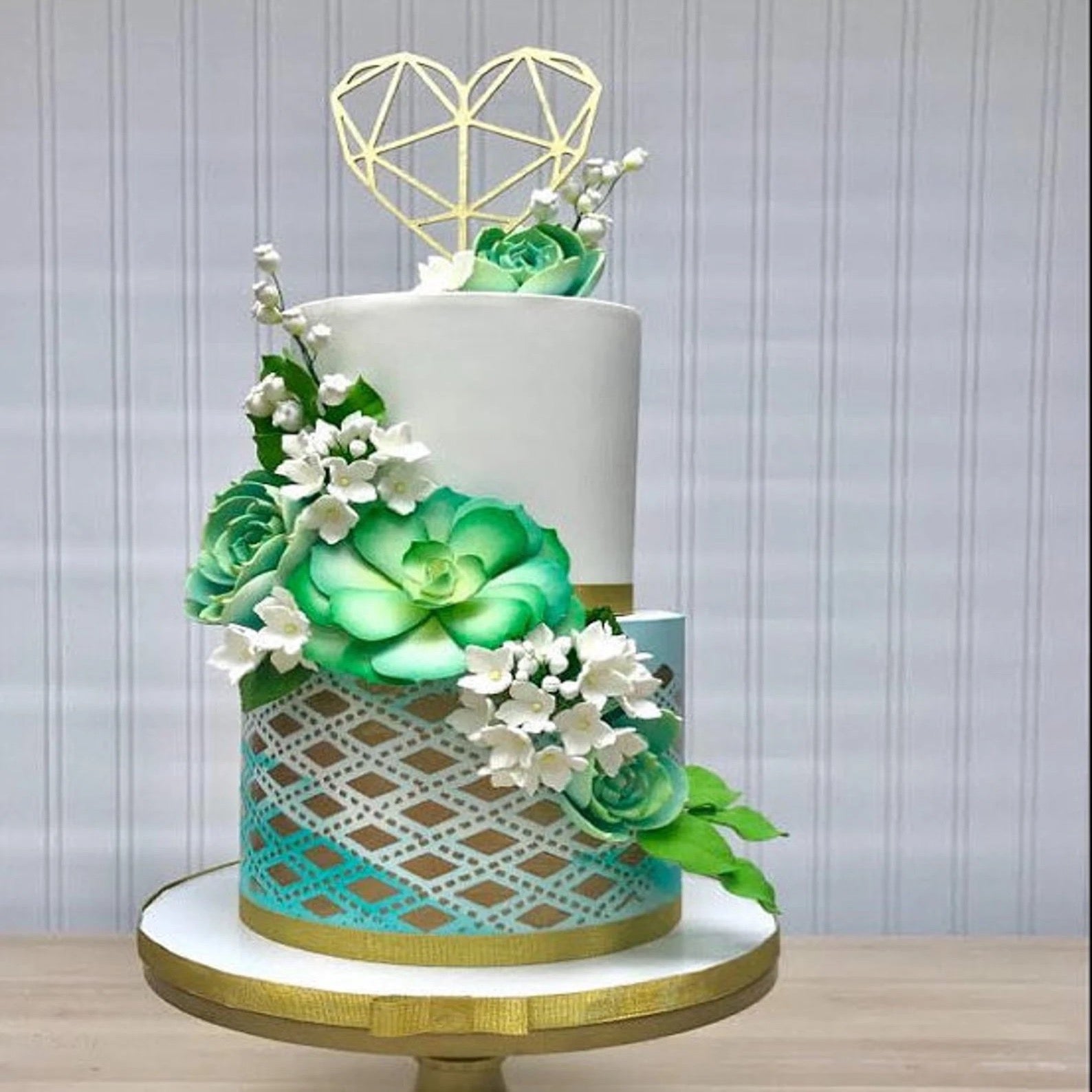Geometric Heart Cake Topper