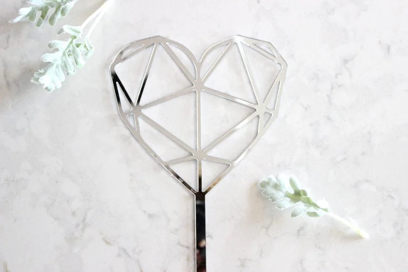 Geometric Heart Cake Topper