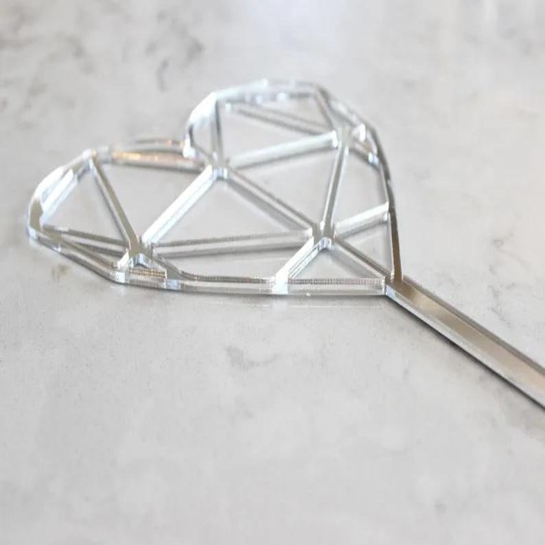 Geometric Heart Cake Topper
