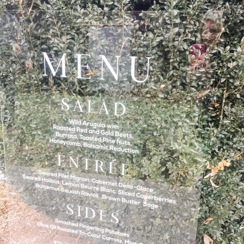 Custom Wedding Menu Sign