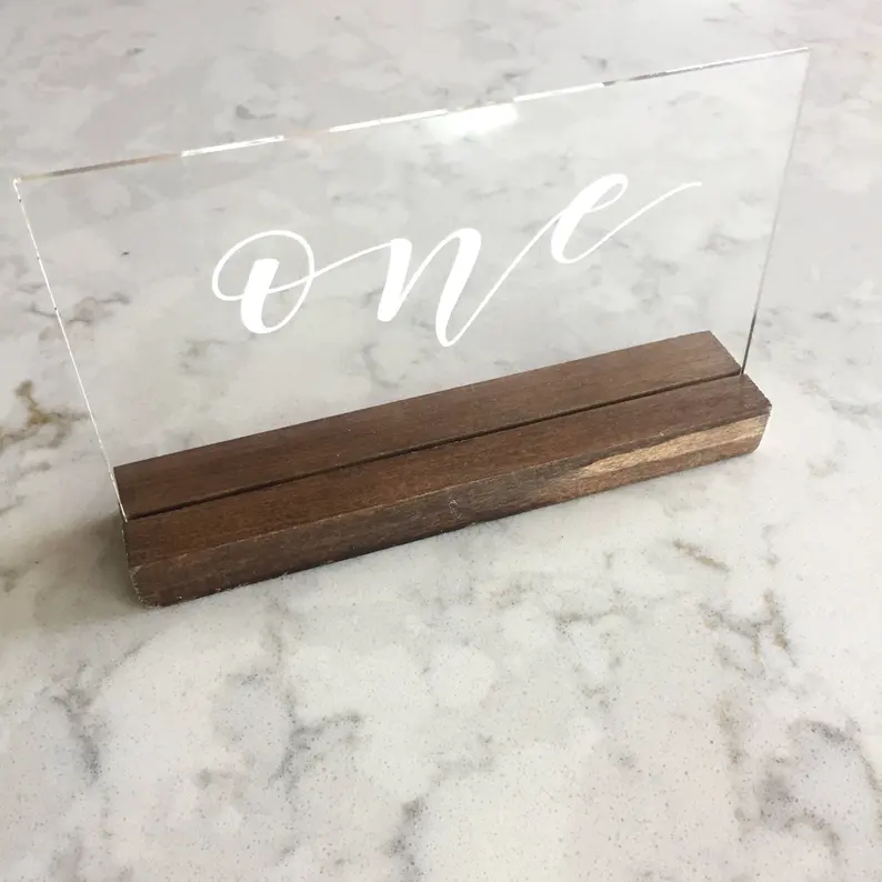Acrylic Table Numbers - Clear Acrylic Table Numbers - Script Table Numbers