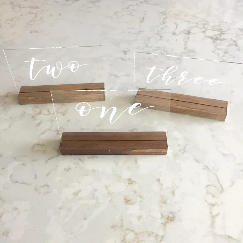 Acrylic Table Numbers - Clear Acrylic Table Numbers - Script Table Numbers