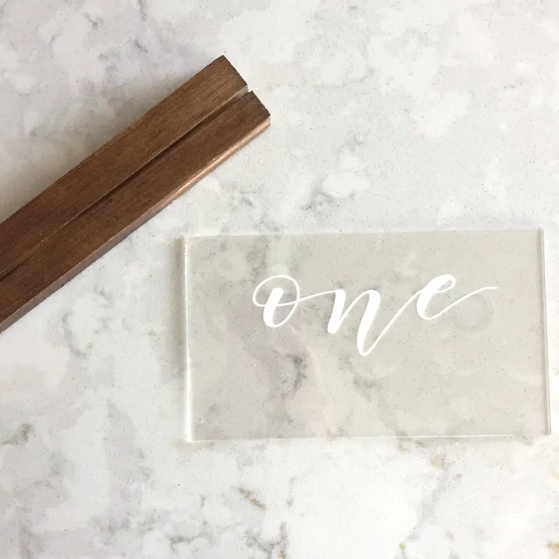 Acrylic Table Numbers - Clear Acrylic Table Numbers - Script Table Numbers