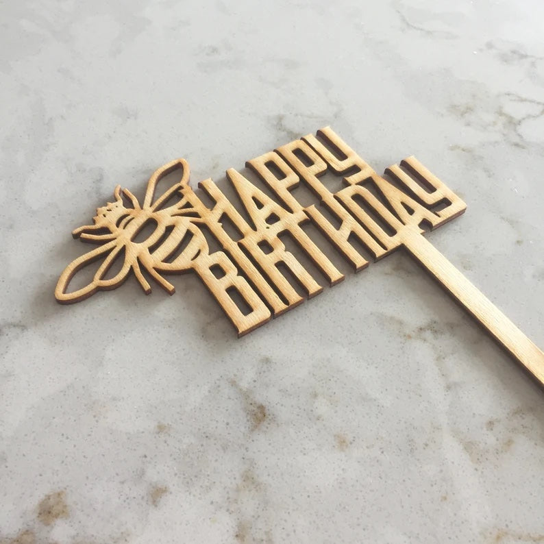 Happy Birthday Bee Cake Topper