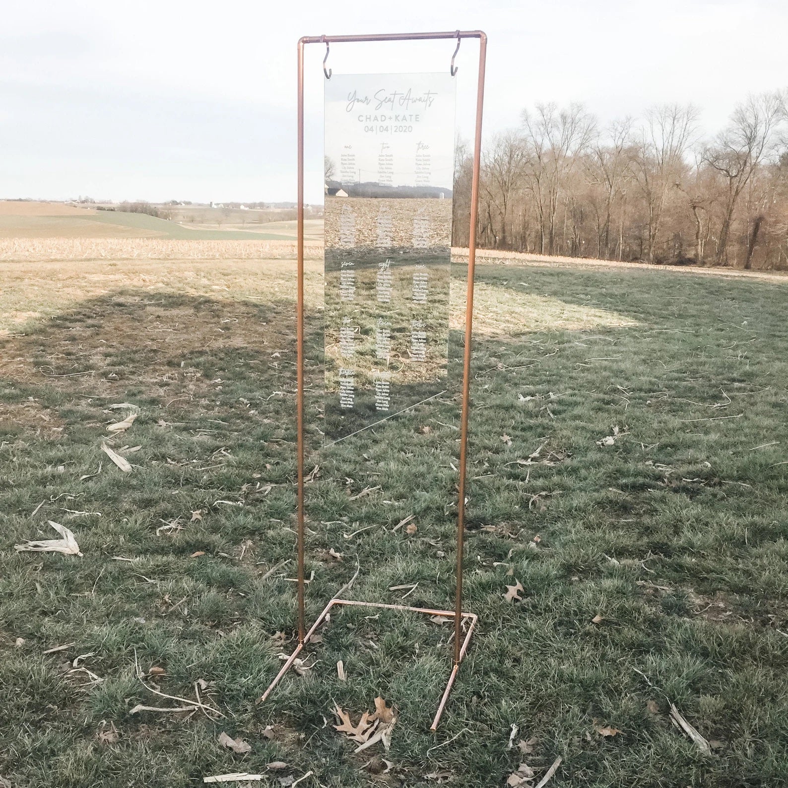 Mirror Acrylic Seating Chart AND Copper Stand