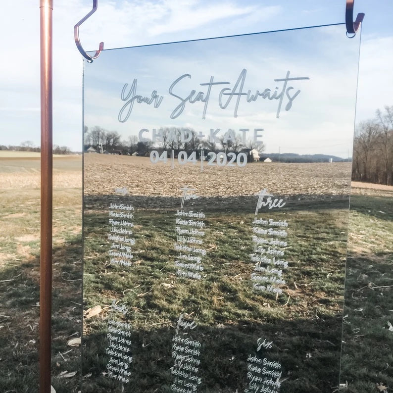 Mirror Acrylic Seating Chart AND Copper Stand