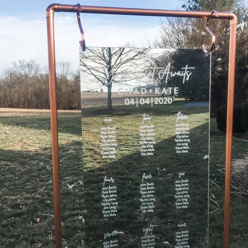 Mirror Acrylic Seating Chart AND Copper Stand