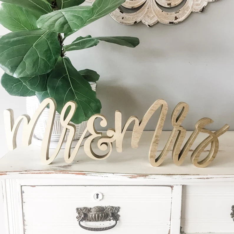 Self-Standing Mr & Mrs Sign